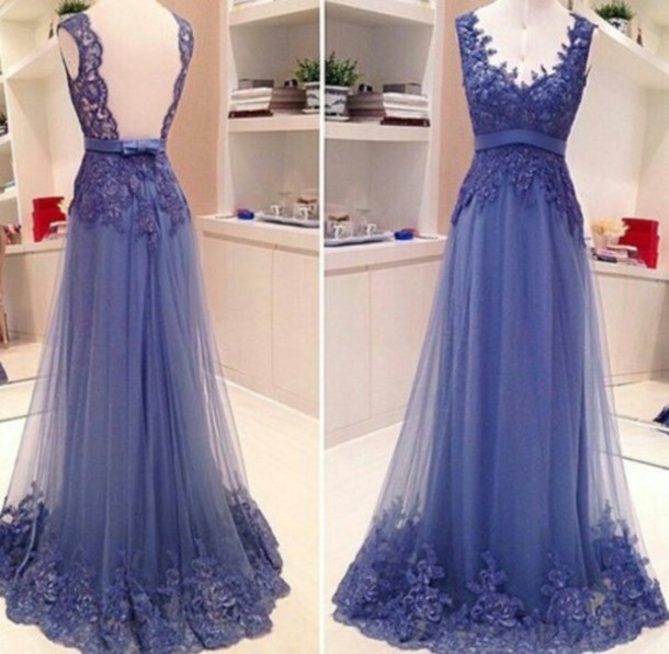 2015 Lace Prom Dresses, Floor-length Prom Dresses, Sexy V-neck Prom Dresses, A-line Backless Sequins Prom Dresses, Appliques Charming Evening